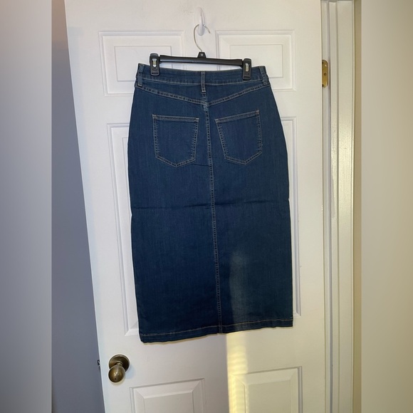 Bagatelle Collection Woman’s Denim Midi Slit Skirt Size 8 NEW Midnight Dark Wash - Picture 5 of 8